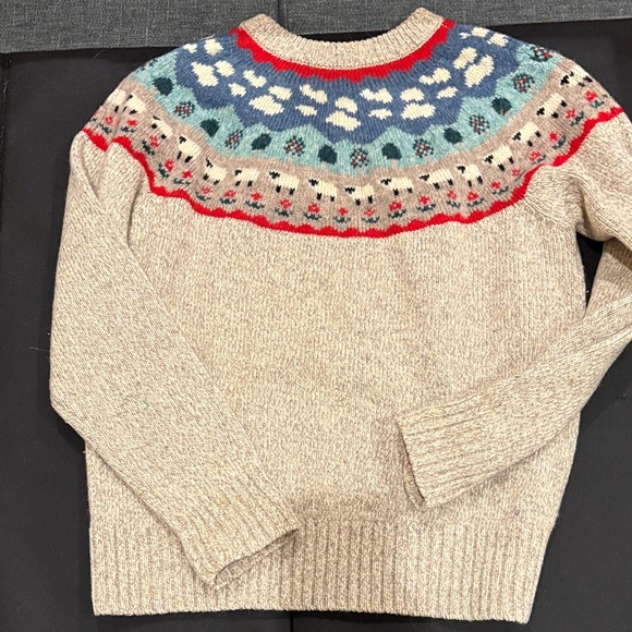 Eddie Bauer Beige Sweater with Blue and Red Pattern - Picture 4 of 5